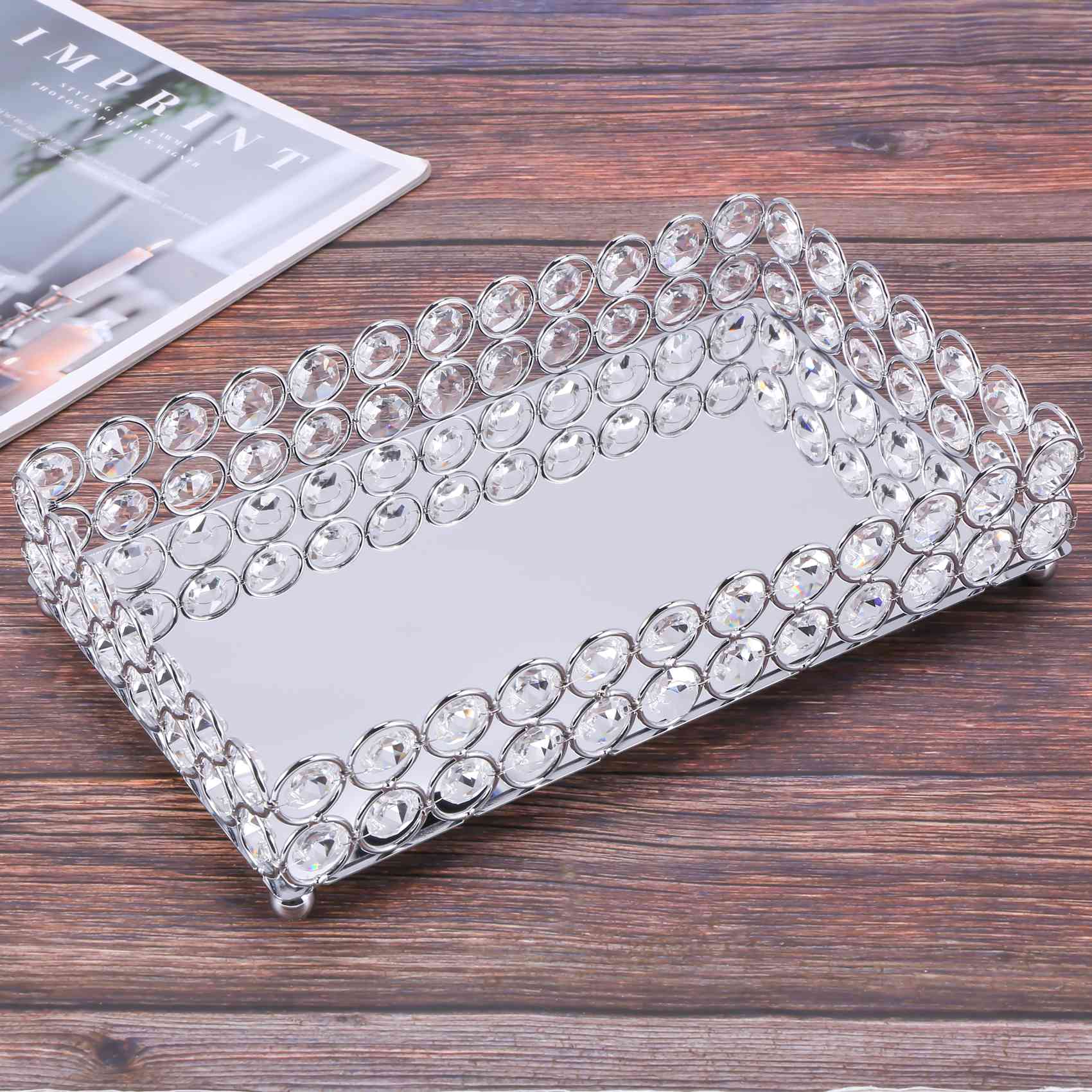 Decorative Mirror - Bandeja retangular de cristal ABSS para