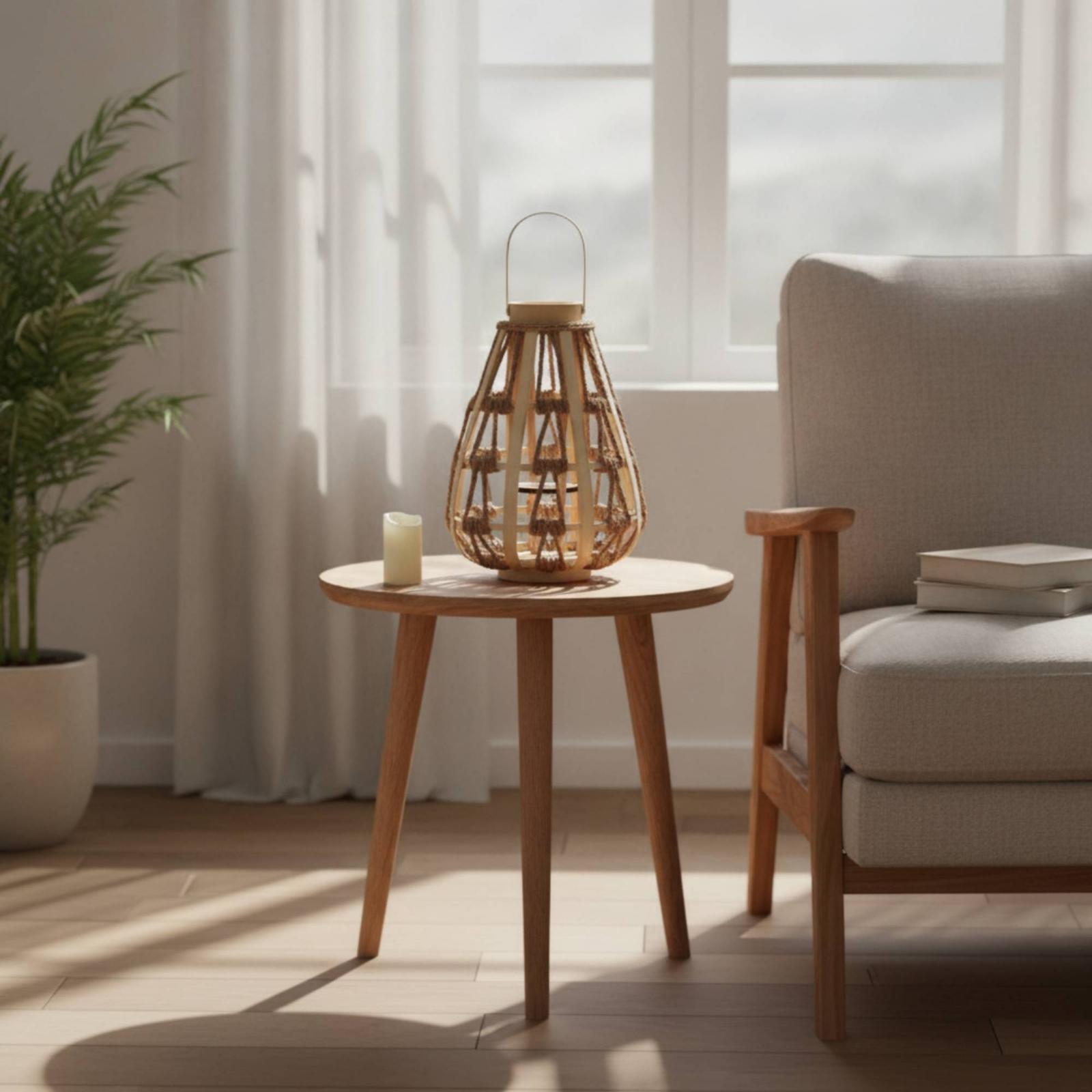 Lanterna de Corda de Madeira N - Candle Holder Decor avaliação e preço