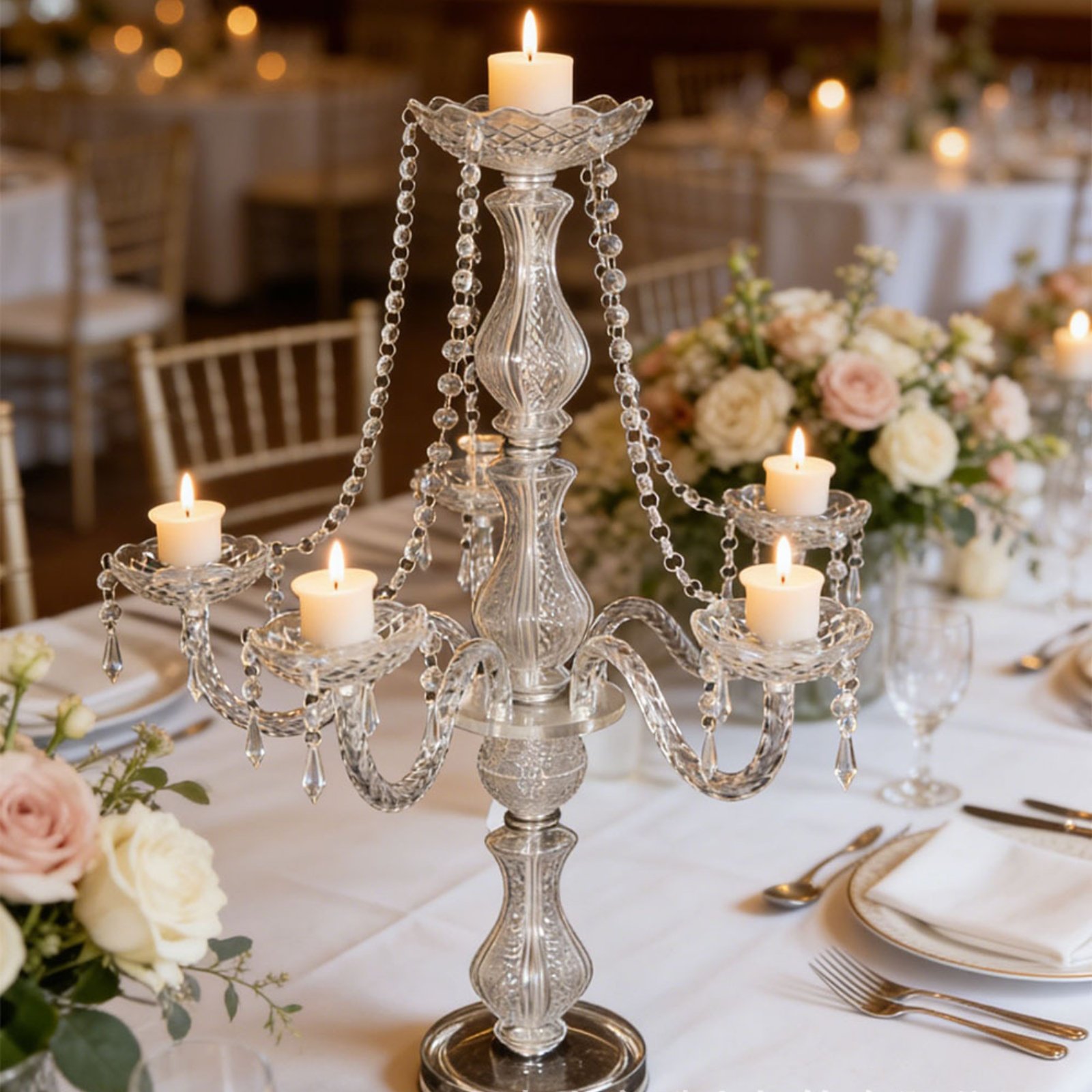 Candelabro de Cristal Elegante - Candle Holder Decor avaliação e preço