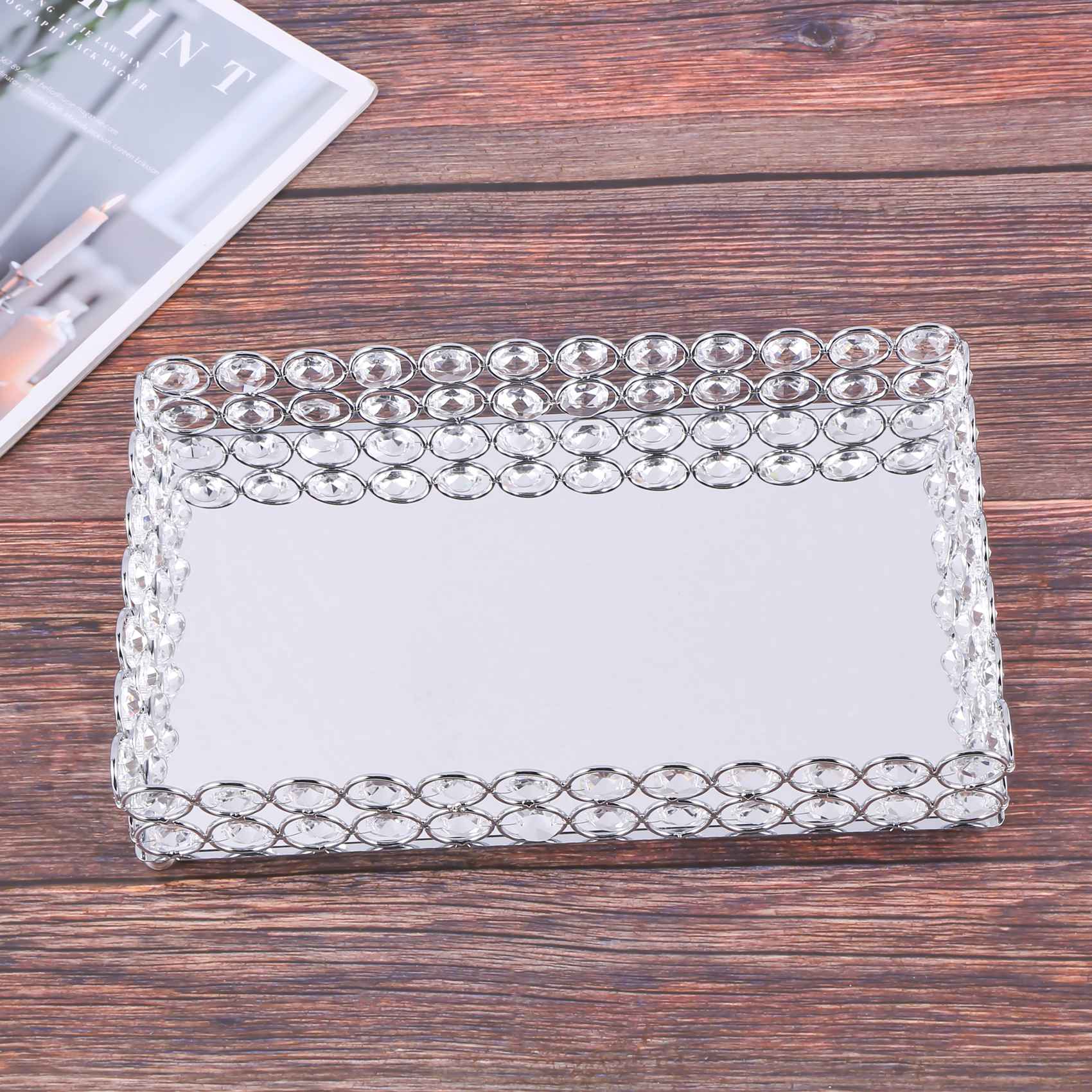 Bandeja retangular de cristal  - Decorative Mirror avaliação e preço